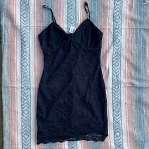 Navy blue lace mini dress with adjustable straps